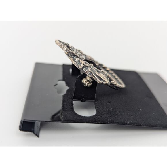 Sterling Silver Cat Pin Brooch Marked 925 Vintage Circular Wreath Kittens - Picture 7 of 9